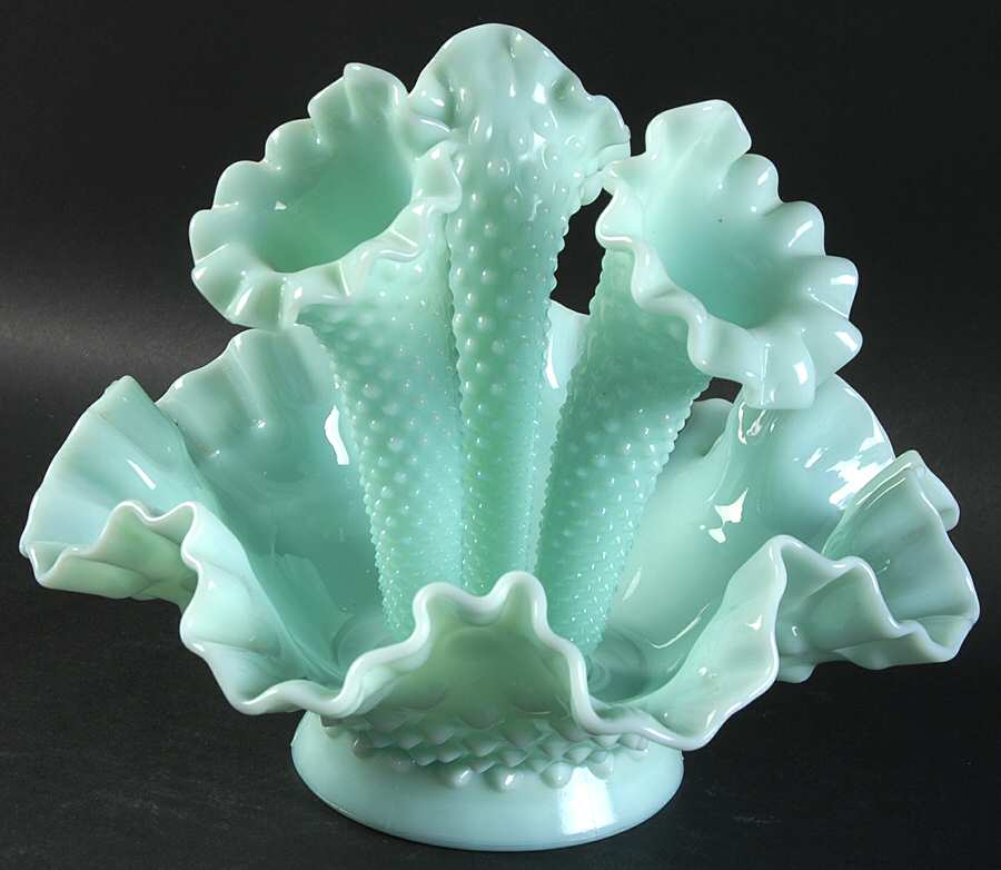 Hobnail Turquoise (4 Piece) Small Epergnette Set by Fenton-1