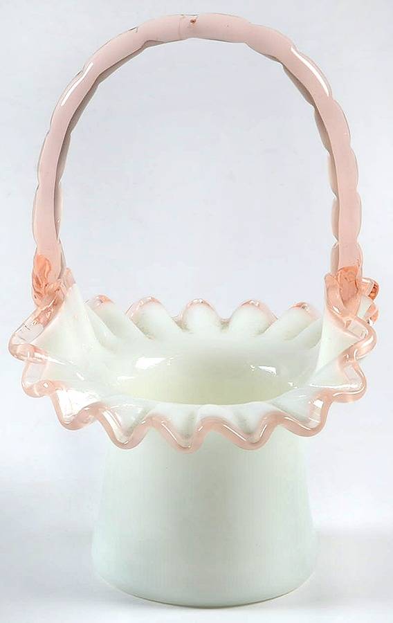 Rose Crest #1924 Crests 7" Basket by Fenton-1