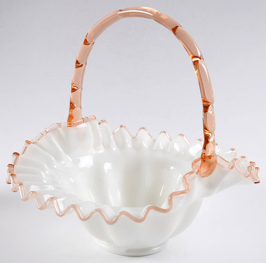 Rose Crest #192 Melon 10" Basket by Fenton-1