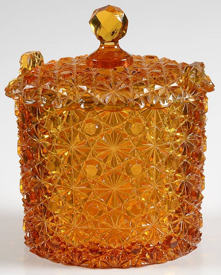 Daisy and Button Amber Candy Box & Lid by Fenton-1