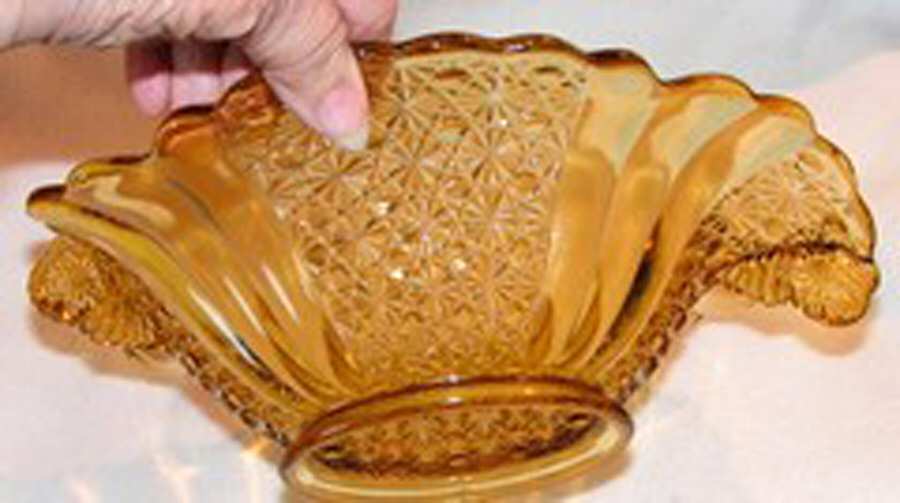 Daisy and Button Amber Oval Bowl by Fenton-1