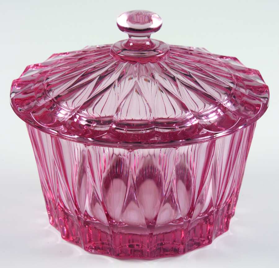 Facets Pink Bon Bon & Lid by Fostoria-1