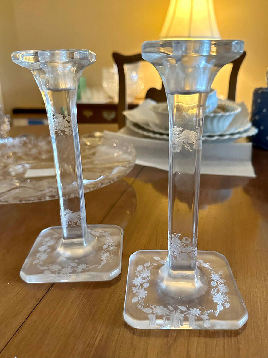 Etch A 7" Single Light Candlestick by Fostoria-1
