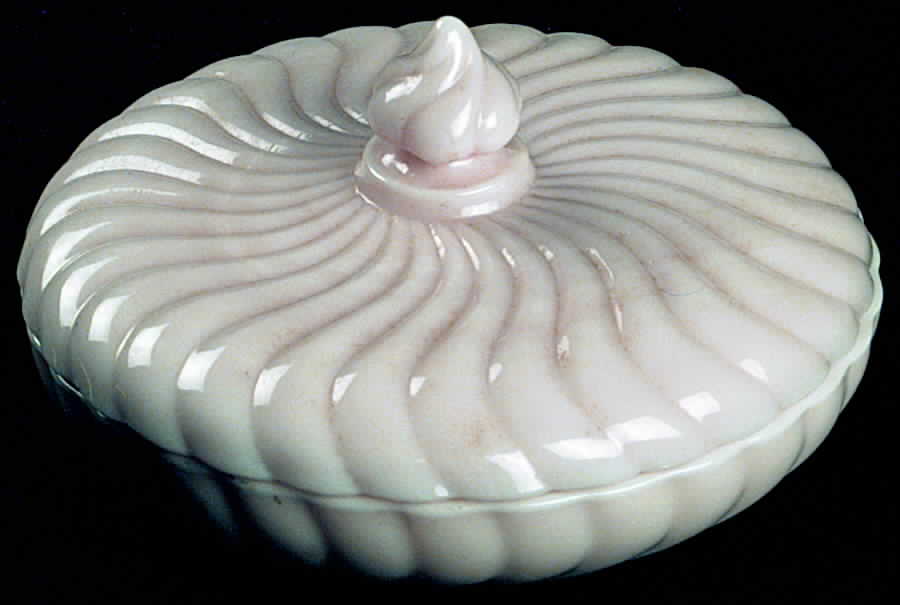 Colony Pink (Peach) Milkglass Candy Box & Lid by Fostoria-1