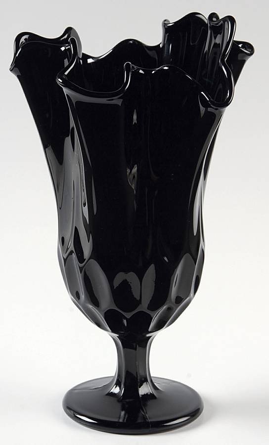 Thumbprint Black 9" Handkerchief Vase by Fenton-1