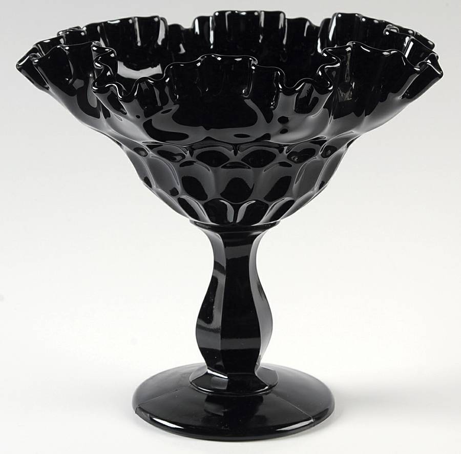Thumbprint Black Round Compote (Height X Width) by Fenton-1