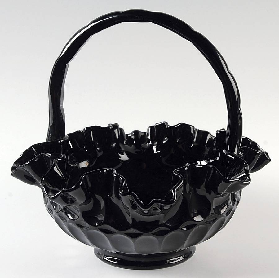 Thumbprint Black #4438 Thumbprint 8" Basket by Fenton-1