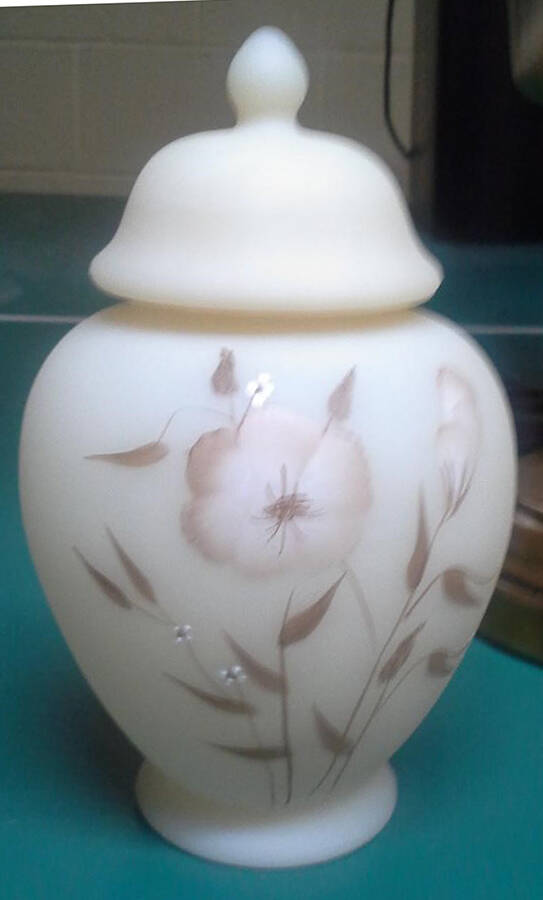 Wildflower on Cameo Satin Small Temple Jar & Lid by Fenton-1