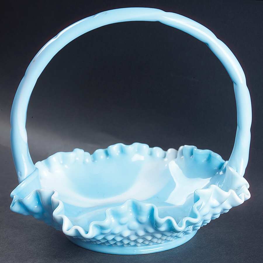 Hobnail Blue (Marble) #3736 Hobnail 6" Basket by Fenton-1