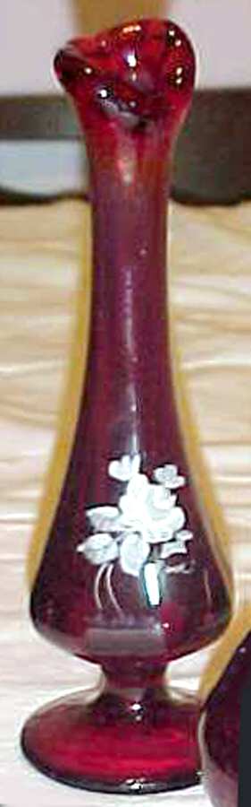 Roses On Ruby 9" Bud Vase by Fenton-1
