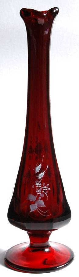 Roses On Ruby 9" Bud Vase by Fenton-1