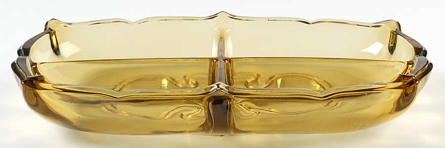 Coventry Gold (Honey Gold) 11" Oval 4 Part Relish by Fostoria-1