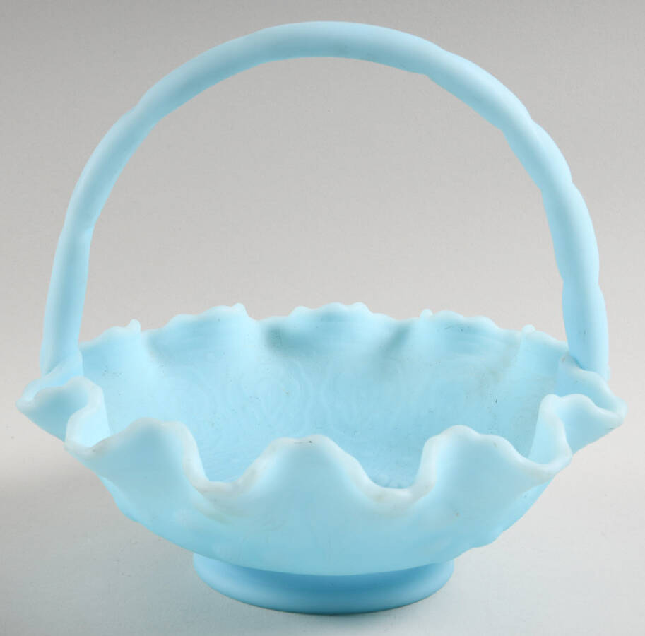 Blue Satin #8238 Persian Medallion 7" Basket by Fenton-1