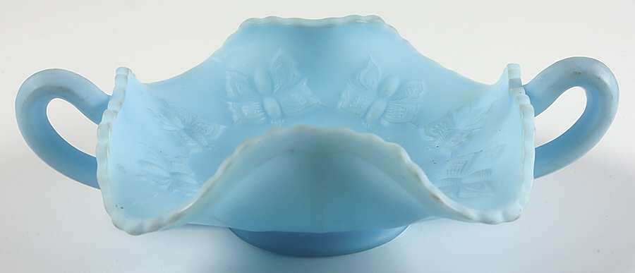 Blue Satin 2 Handled Bon Bon by Fenton-1
