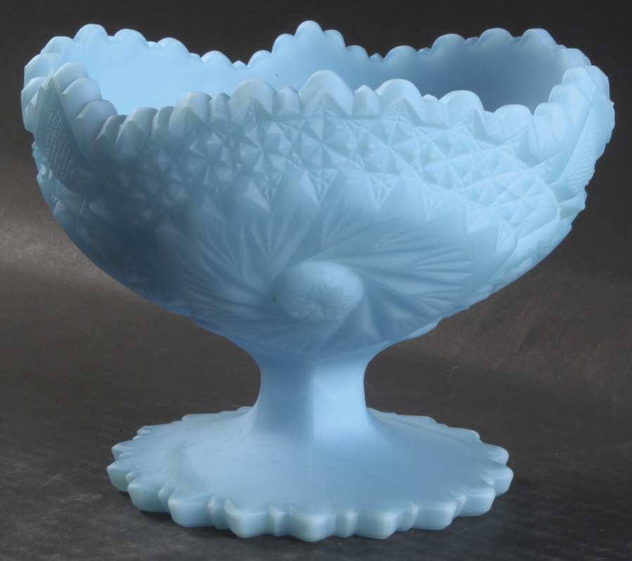Blue Satin Round Compote (Height X Width) by Fenton-1