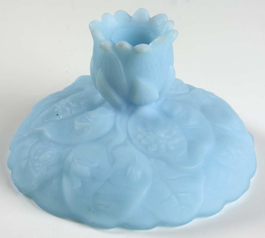 Blue Satin Water Lily Candleholder by Fenton-1