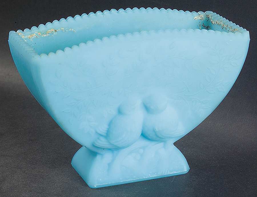 Blue Satin Flower Vase by Fenton-1