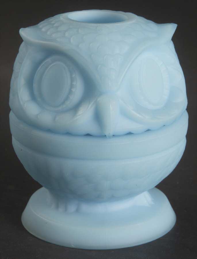 Blue Satin #5108 (2 Piece) Owl Fairy Light by Fenton-1