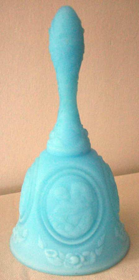 Blue Satin Medallion Bell by Fenton-1
