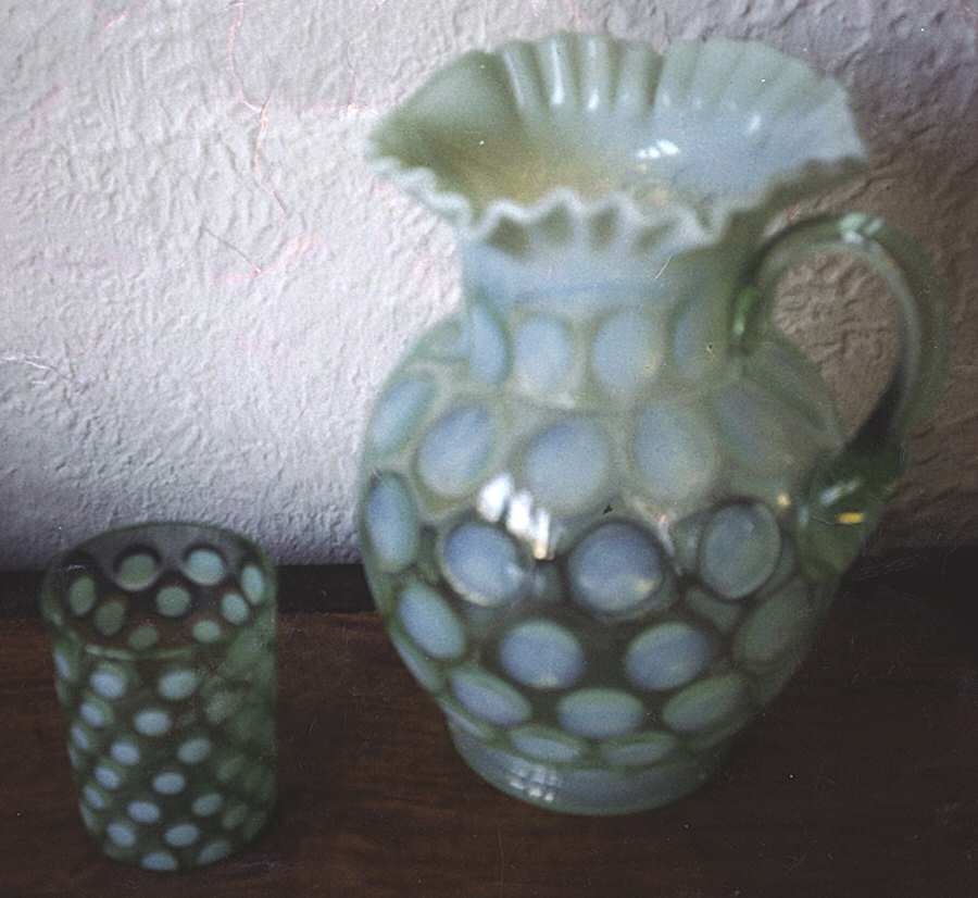 Dot Optic Lime Green (Opalescent) Flat Tumbler by Fenton-1