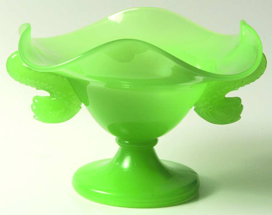 Dolphin Jadite Round Compote (Height X Width) by Fenton-1