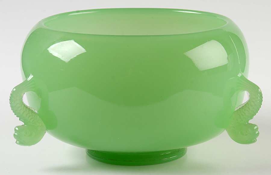 Dolphin Jadite 5" Cupped Bowl by Fenton-1