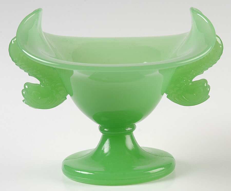 Dolphin Jadite Round Compote (Height X Width) by Fenton-1