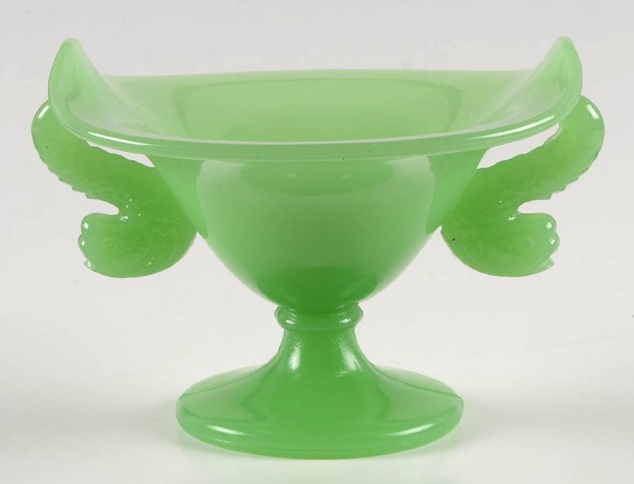 Dolphin Jadite Round Compote (Height X Width) by Fenton-1