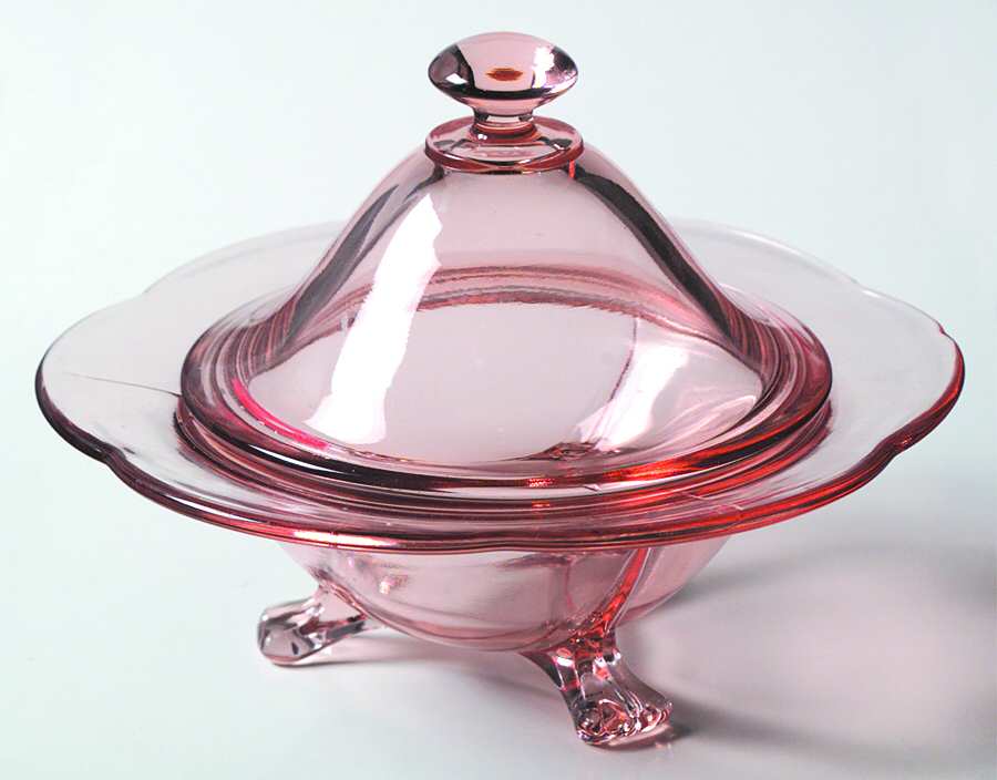 2394 Pink Footed Candy Dish & Lid by Fostoria-1