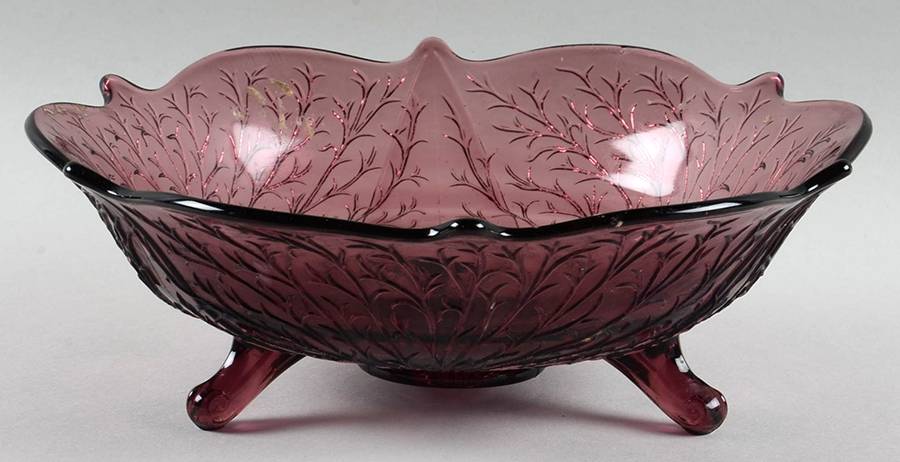 Silvertone Wisteria 9" 3-Toed Footed Bowl by Fenton-1