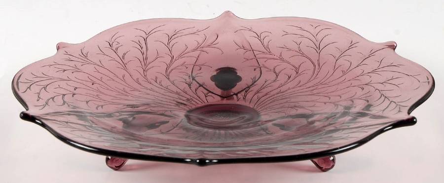 Silvertone Wisteria Footed Cake Plate by Fenton-1