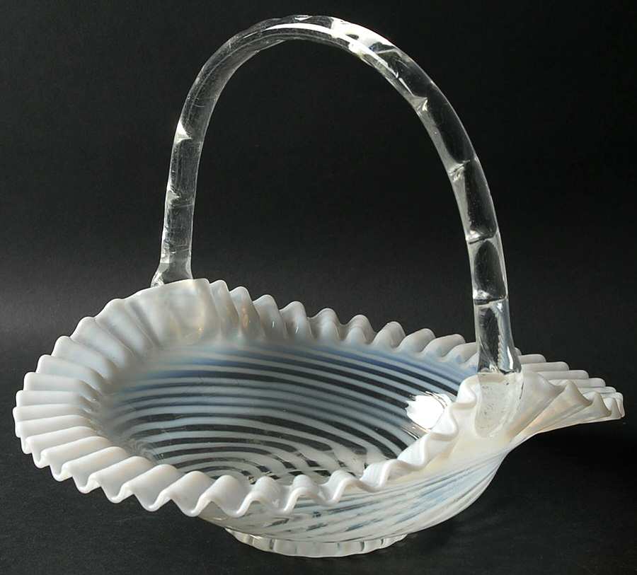 Spiral Optic French (Opalescent) #201 Spiral Optic 9" Basket by Fenton-1