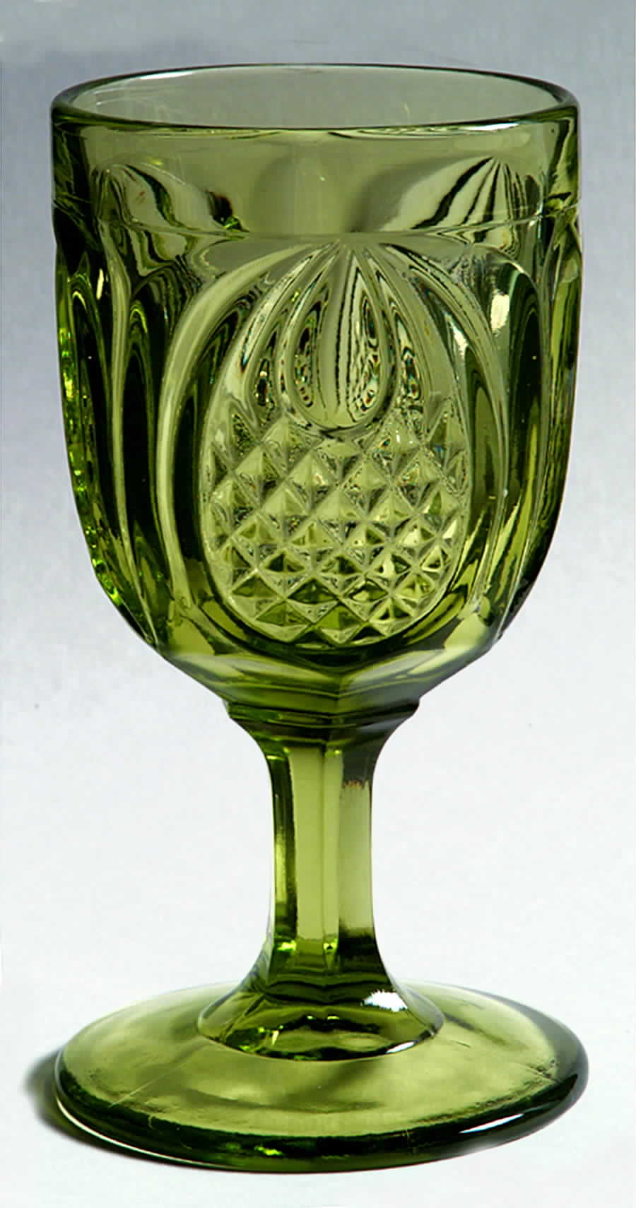 Pineapple Green (Stem 9045) Water Goblet by Fenton-1