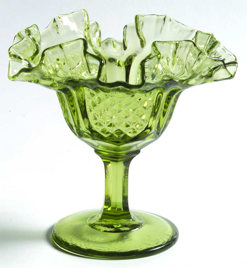 Pineapple Green (Stem 9045) Ruffled Compote by Fenton-1