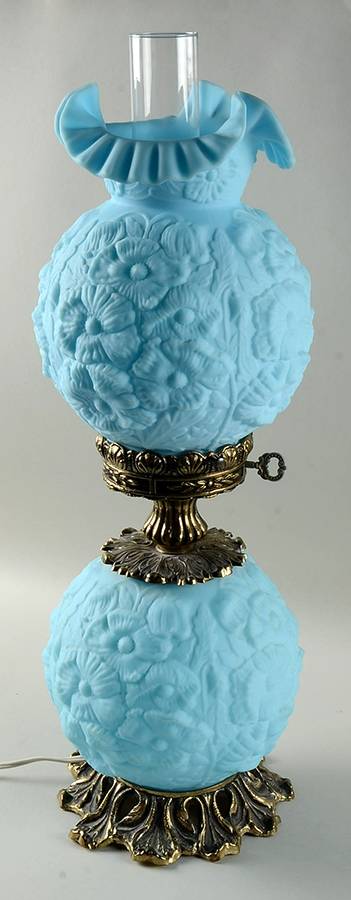 Poppy Blue (Satin) Gone with the Wind Electric Lamp by Fenton-1