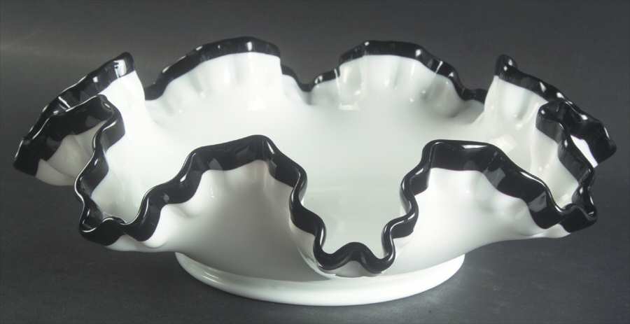 Black Crest 11" Round Double Crimped Bowl by Fenton-1