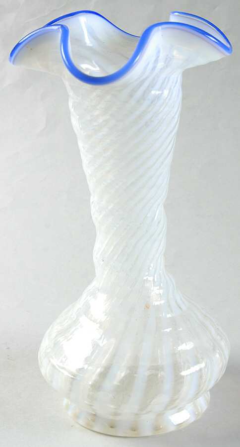 Blue Ridge (Crest) 8" Crimped Square Vase by Fenton-1