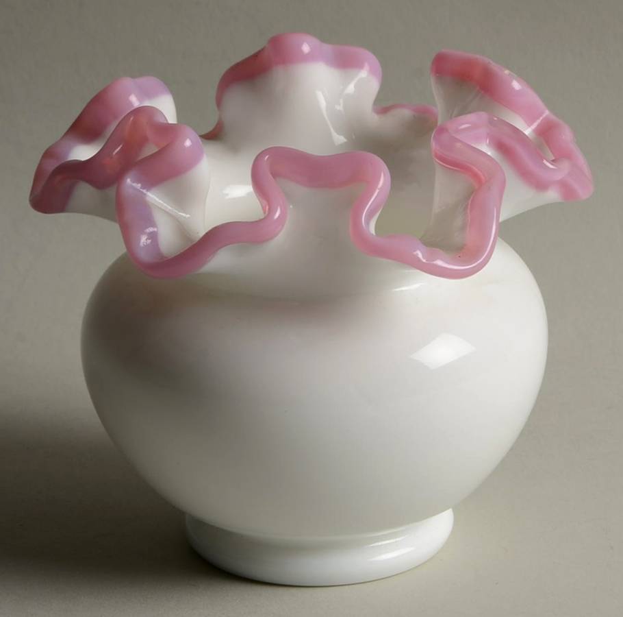 Apple Blossom Crest 4" Double Crimped Vase by Fenton-1