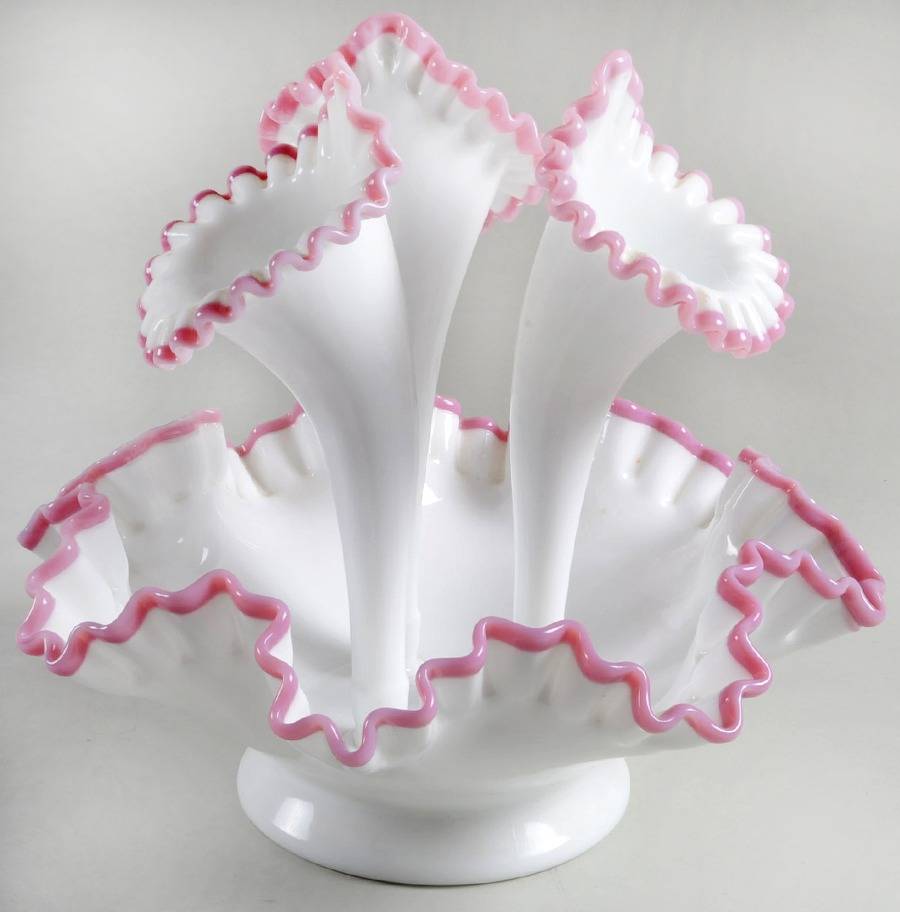 Apple Blossom Crest #7308 4 Piece Epergne Set by Fenton-1