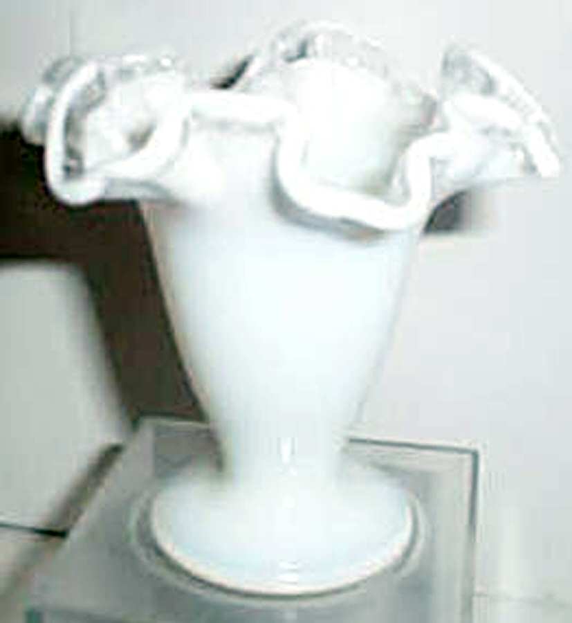 Crystal Crest 4" Triangular Vase by Fenton-1