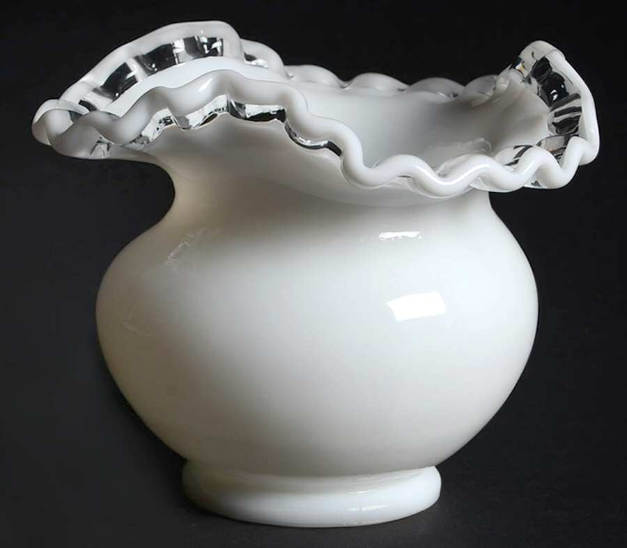 Crystal Crest 5" Crimped Triangle Vase by Fenton-1