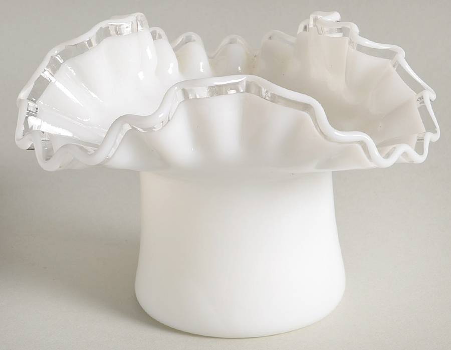 Crystal Crest 3" Tirangular Crimped Topper(Top Hat) by Fenton-1