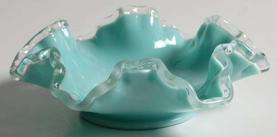 Silver Turquoise 5" Double Crimped Bon Bon by Fenton-1