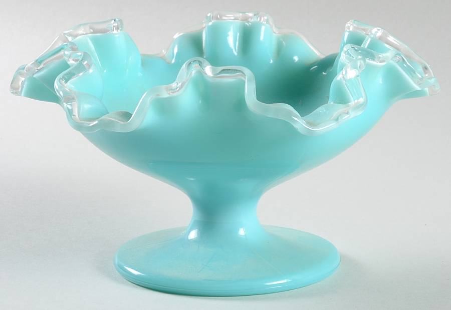 Silver Turquoise Round Compote (Height X Width) by Fenton-1