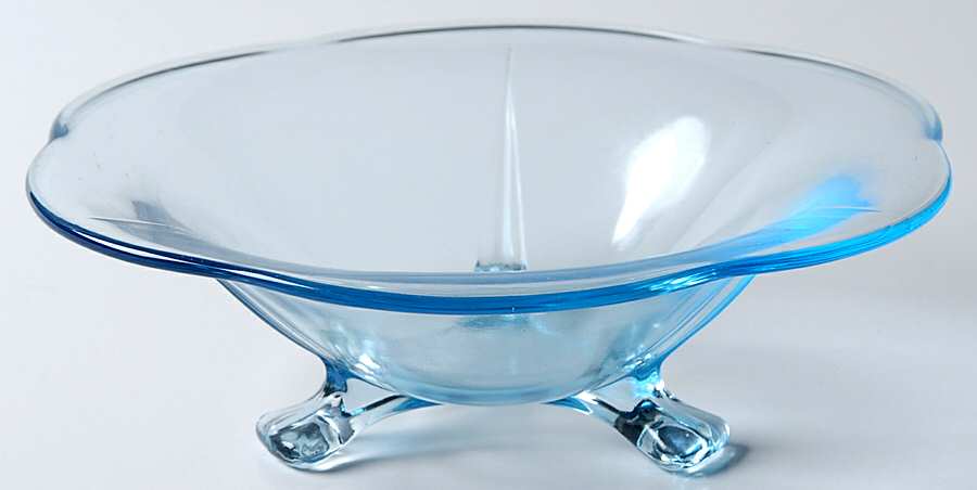 2394 Blue 6" 3-Toed Footed Bowl by Fostoria-1