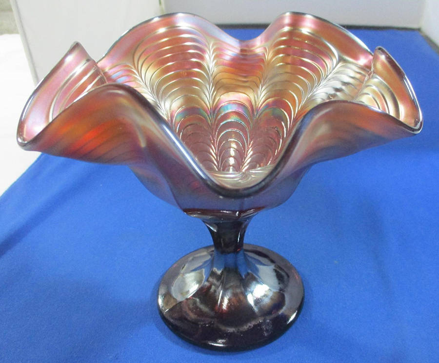 Peacock Tail Marigold (Carnival) Compote by Fenton-1