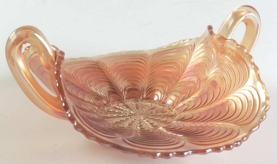 Peacock Tail Marigold (Carnival) 2 Handled Bon Bon by Fenton-1