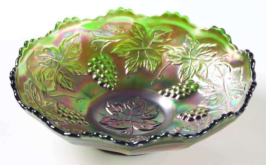 Vintage Green (Carnival) Nut Bowl by Fenton-1