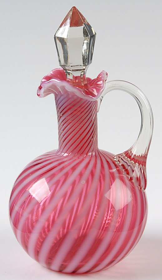 Spiral Optic Cranberry (Opalescent) Cruet & Stopper by Fenton-1