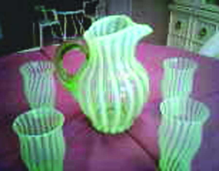 Spiral Optic Green (Opalescent) Pitcher by Fenton-1